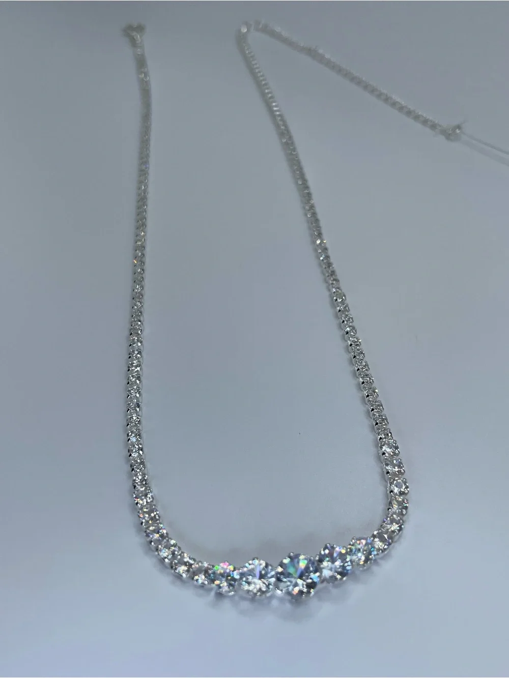 Swarovski Crystal Elements White Crystal Tennis Necklace Bridal Formal